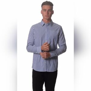 NWOT Kit And Ace Men’s Downtown Stretch Button Up Stripe Blue Shirt SZ S